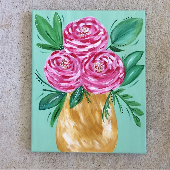 Cuddles and Creativity Other - Farmhouse roses painted canvas wall art flowers